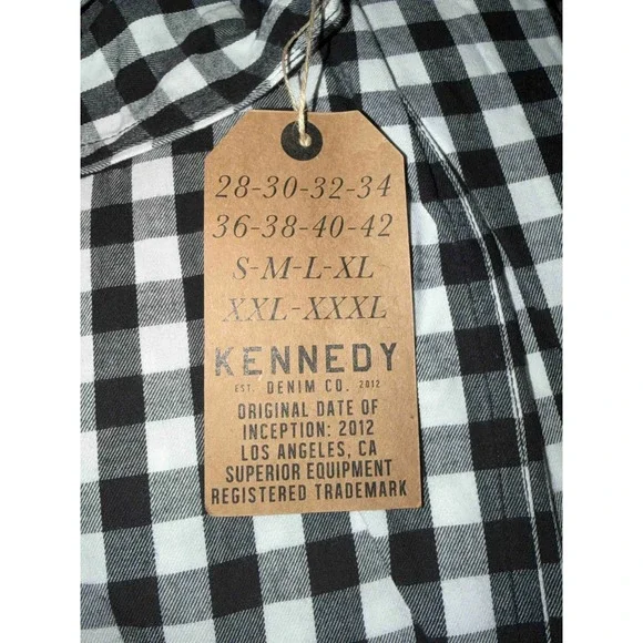 Kennedy Mfg Co Black White Gingham Check Plaid Long Sleeve Button Up Shirt Men M - Picture 6 of 9